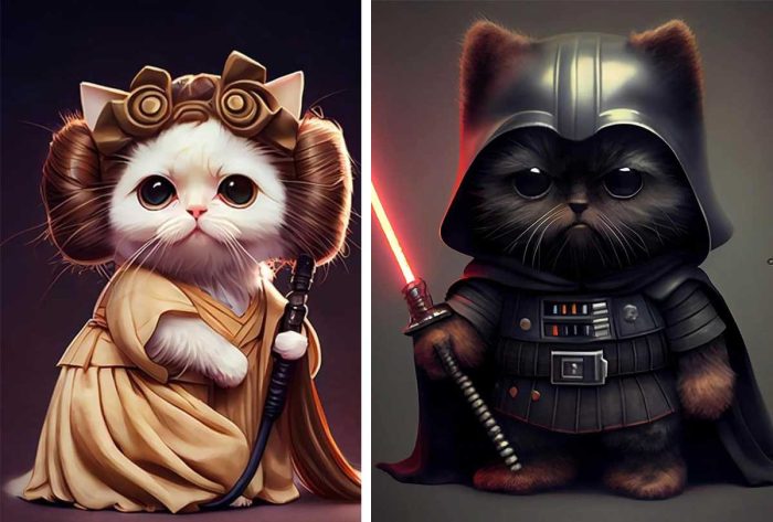 Adorable Drawings of Kittens as Iconic Star Wars Characters