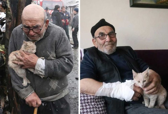 Turkish Senior and Kitten, Survivors of House Fire, Receive New Home